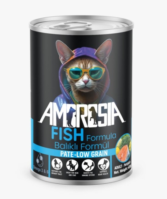 Ambrosia - Ambrosia Pate Balıklı Yetişkin Kedi Konserve 400 Gr X 12 Adet