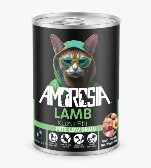 Ambrosia - Ambrosia Pate Kuzu Etli Yetişkin Kedi Konserve 400 Gr X 12 Adet