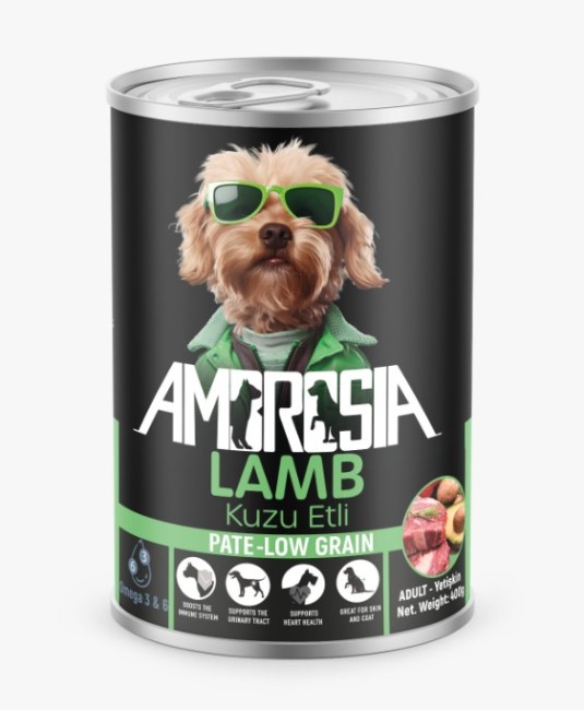 Ambrosia - Ambrosia Pate Kuzu Etli Yetişkin Köpek Konserve 400 Gr X 12 Adet