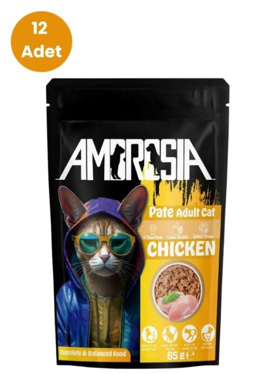 Ambrosia Tavuk Etli Ezme Pouch Yetişkin Kedi Maması 85 Gr x 12 Adet