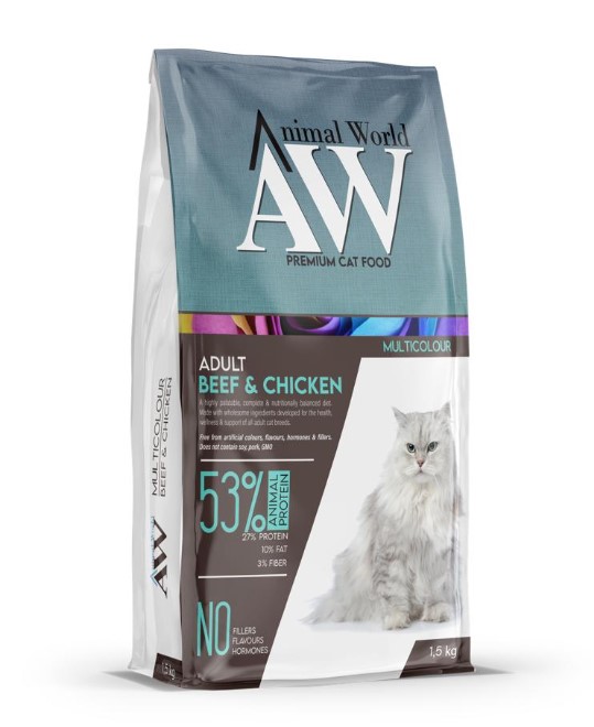 Aw Multicolour Biftekli Ve Tavuklu Yetişkin Kedi Maması 1.5 Kg