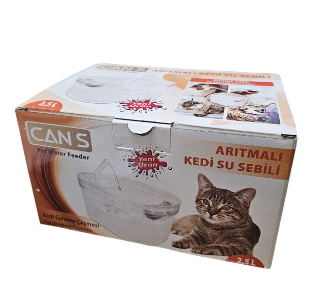 Cans - Cans Arıtmalı Kedi Su Sebili 2.5 LT