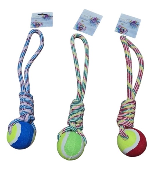 Cans - Cans Brc-2 Tenis Toplu Tutamaçlı Halat Oyuncak 35 Cm