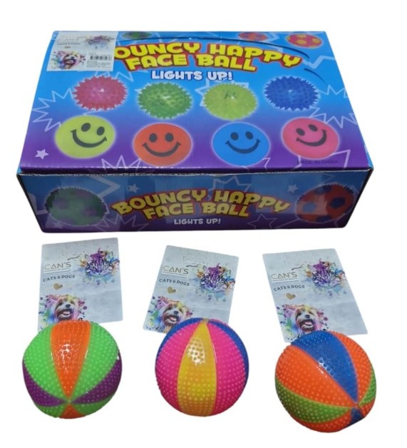 Cans - Cans Öten Işıklı Rengarenk Top Oyuncak Tjwj303 6 Cm 12 Li