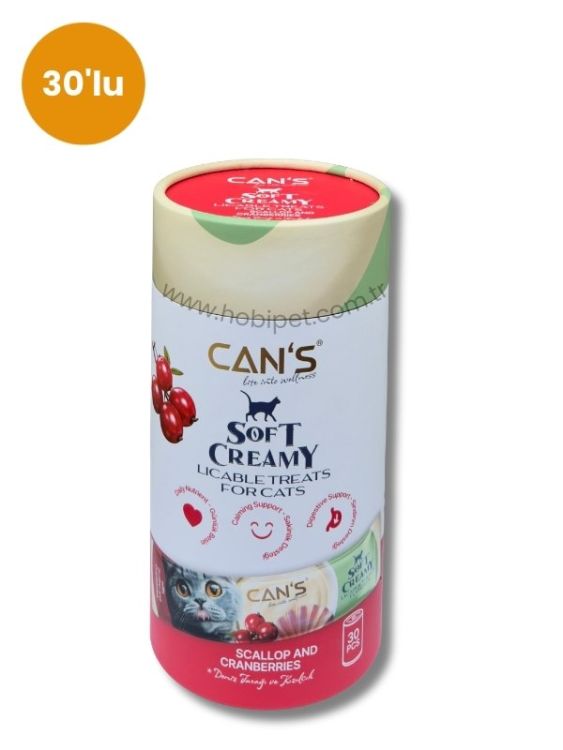 Can’s Soft Creamy Deniz Tarağı ve Kızılcık Aromalı Kedi Ödül Kreması 15 gr x 30’lu