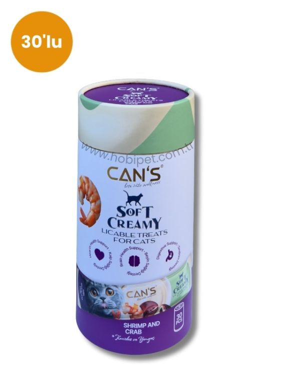 Can’s Soft Creamy Karides ve Yengeç Aromalı Kedi Ödül Kreması 15 gr x 30’lu