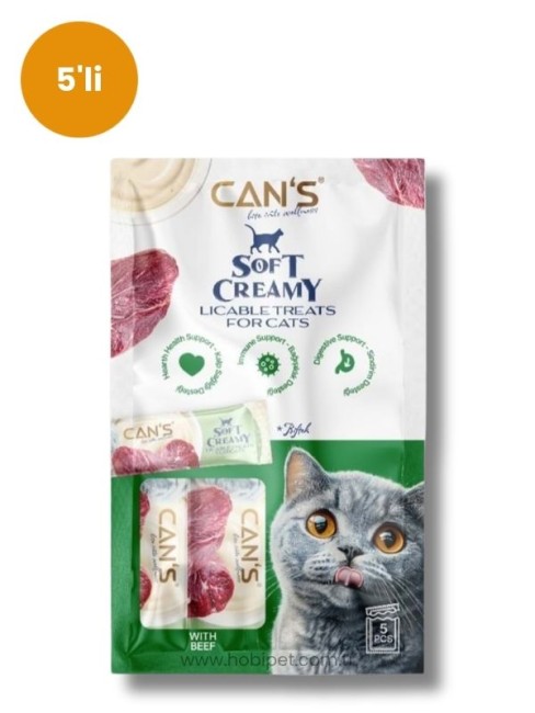 Cans - Can’s Soft Creamy Sığır Etli Kedi Ödül Kreması 15 gr x 5’li
