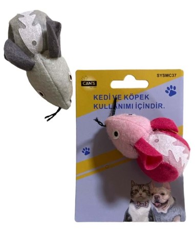 Cans - Cans Tüylü Kuyruklu Renkli Fare Oyuncak SYSMC37