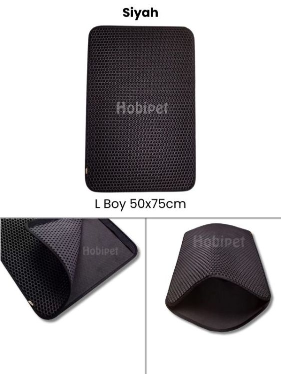 Cattie L Boy Altıgen Desenli Siyah Kenarlıklı Kum Toplayıcı Kedi Paspası 50×70cm