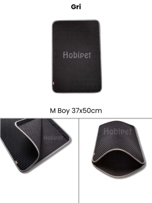 Cattie - Cattie M Boy Altıgen Desenli Gri Kenarlıklı Kum Toplayıcı Kedi Paspası 37×50cm