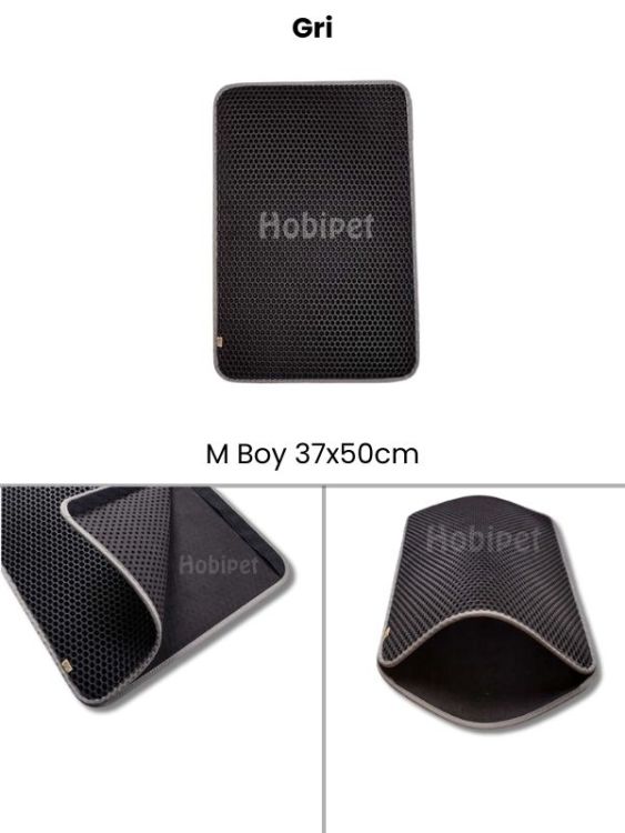 Cattie M Boy Altıgen Desenli Gri Kenarlıklı Kum Toplayıcı Kedi Paspası 37×50cm