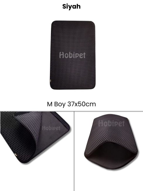 Cattie - Cattie M Boy Altıgen Desenli Siyah Kenarlıklı Kum Toplayıcı Kedi Paspası 37×50cm