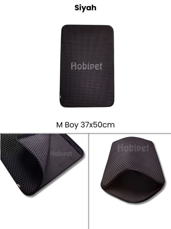 Cattie M Boy Altıgen Desenli Siyah Kenarlıklı Kum Toplayıcı Kedi Paspası 37×50cm