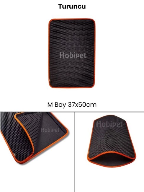 Cattie - Cattie M Boy Altıgen Desenli Turuncu Kenarlıklı Kum Toplayıcı Kedi Paspası 37×50cm