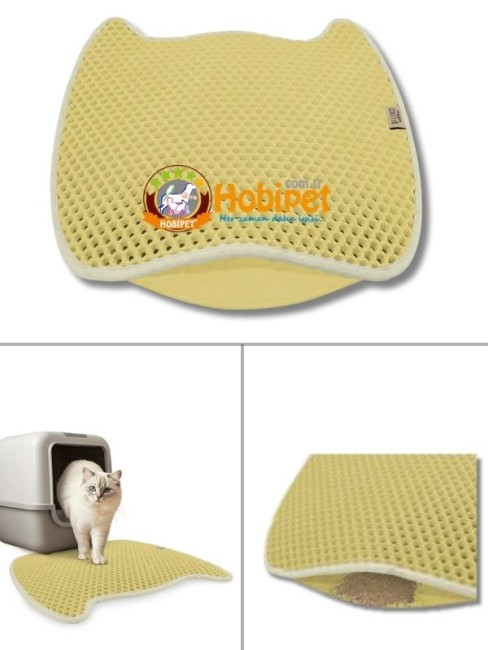 Cattie - Cattie M Boy Kedi Kafası Şekilli Kum Toplayıcı Kedi Paspası Bej 50×50cm