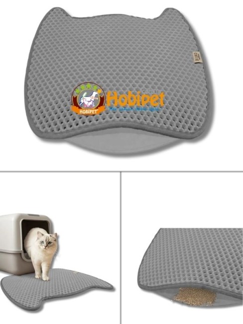 Cattie - Cattie M Boy Kedi Kafası Şekilli Kum Toplayıcı Kedi Paspası Gri 50×50cm