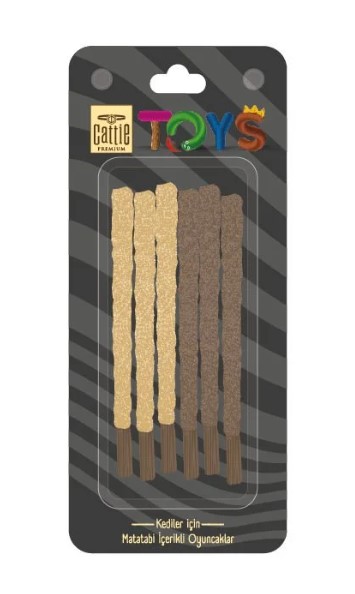 Cattie - Cattie Matatabi İçerikli Kaplamalı Çubuk Kedi Oyuncağı 12 Cm 6 Lı