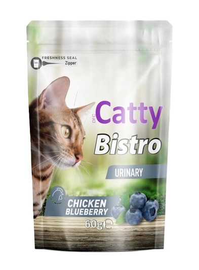 Catty Bi̇stro Uri̇ner Tavuklu Yaban Mersi̇nli̇ Kedi̇ Ödülü 60gr X 12 Adet