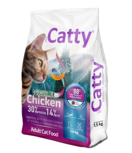 Catty Colourmix Tavuklu Renkli Yetişkin Kedi Maması 1.5 Kg
