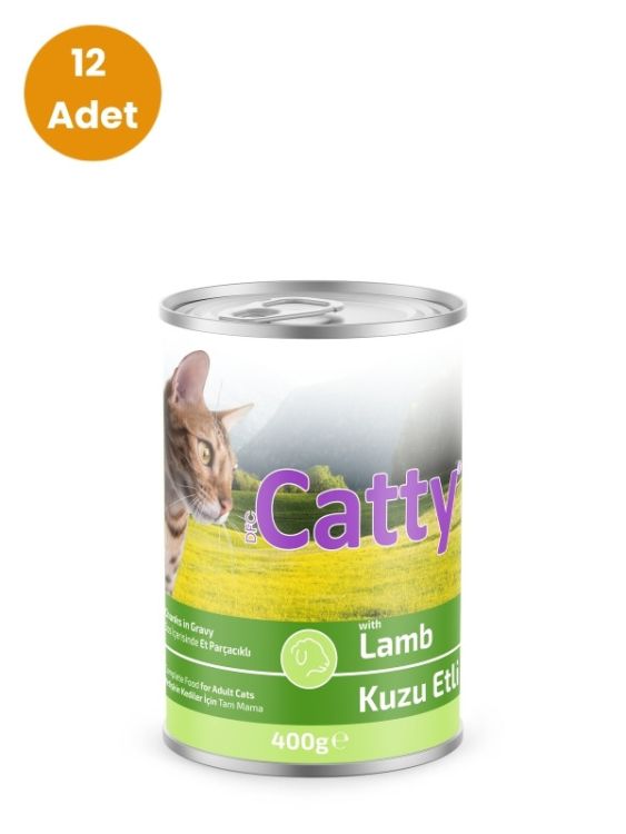 Catty Kuzu Etli Parça Etli Sos İçinde Yetişkin Kedi Konservesi 400 gr x 12 Adet