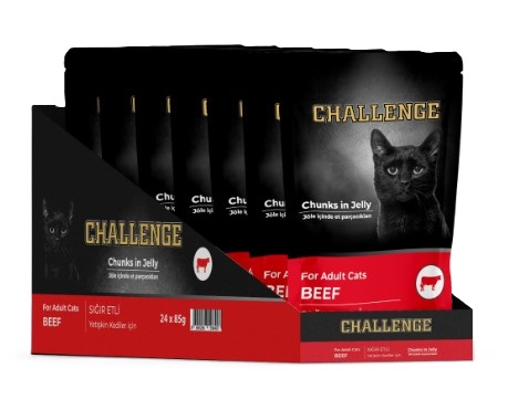 Challenge - Challenge Sığır Etli Yetişkin Kedi Pouch Mama 85 Gr X 24 Adet