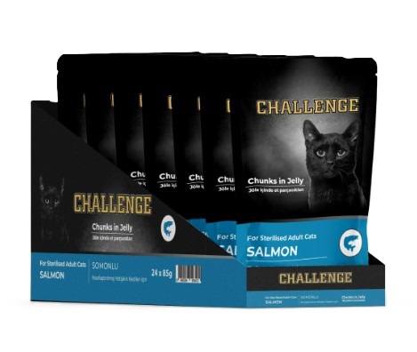 Challenge - Challenge Sterilised Somonlu Kısır Kedi Pouch Mama 85 Gr X 24 Adet