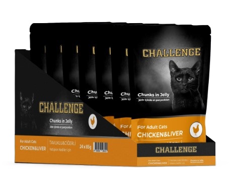 Challenge Tavuklu Ve Ciğerli Yetişkin Kedi Pouch Mama 85 Gr X 24 Adet