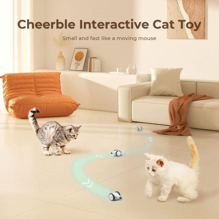 Cheerble (C0821-BL) Şarjlı İneraktif Kedi Fare Oyuncağı Mavi 6 x 5 x 3.6 cm