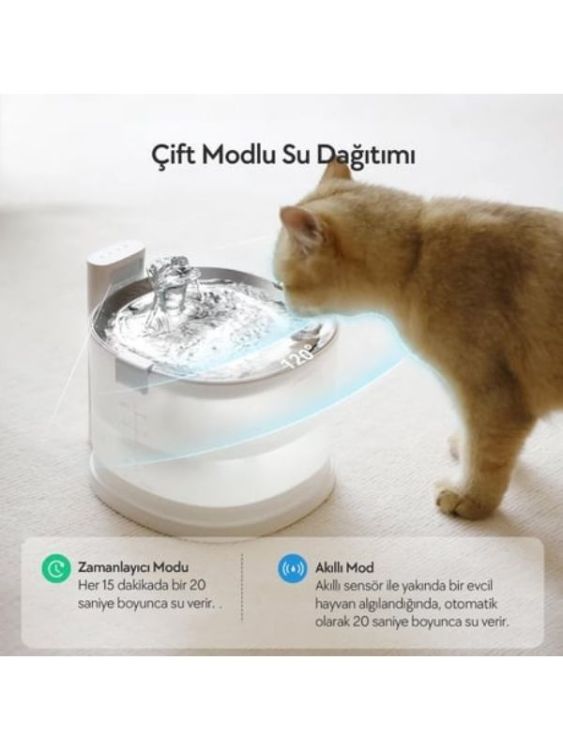 Cheerble E1+ Çelik Hazneli̇ Otomati̇k Kedi̇ Su Pınarı 2 Lt (CDY02)