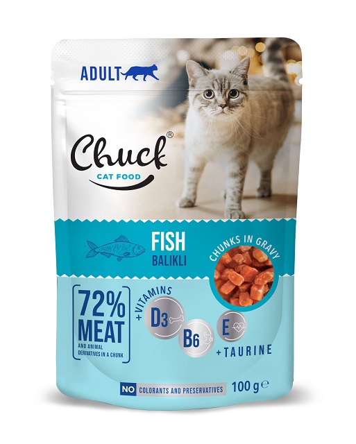 Chuck Balıklı Yetişkin Kedi Pouch Mama 100 Gr X 24 Adet