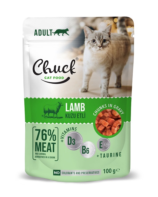 Chuck - Chuck Kuzu Etli Yetişkin Kedi Pouch Mama 100 Gr X 24 Adet