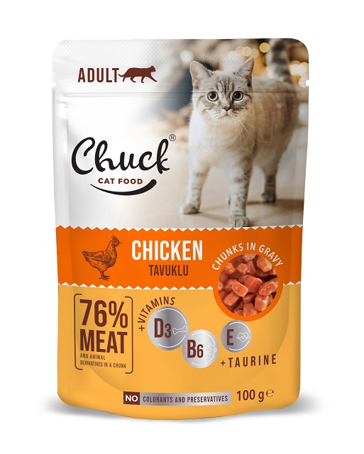 Chuck Tavuklu Yetişkin Kedi Pouch Mama 100 Gr X 24 Adet