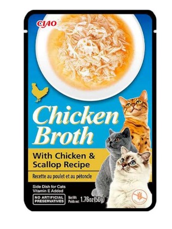 Ciao Chicken Broth Tavuk Sulu ve Deniz Taraklı Kedi Çorbası 50 Gr (USA823)