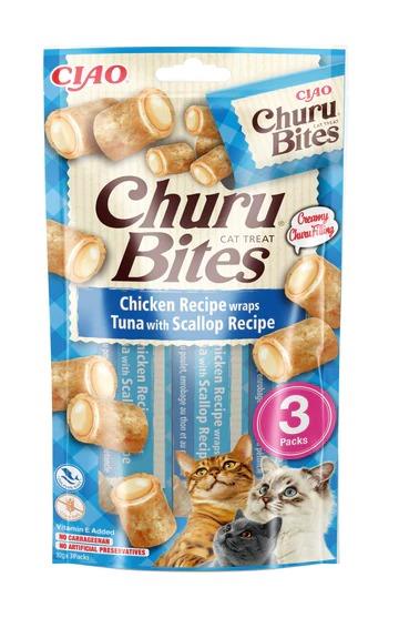 Ciao Churu Tavuk Sargılı Deniz Taraklı Ton Balıklı Kedi Ödül Maması 3 x 10 Gr (EU722)