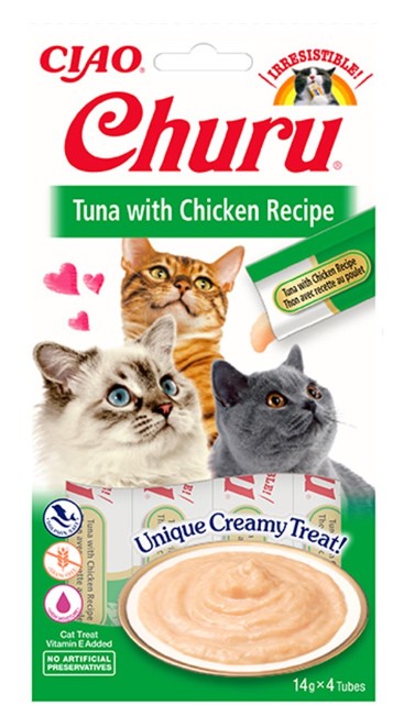 Ciao - Ciao Churu Ton Balıklı Ve Tavuklu Krema Kedi Ödülü Eu102 4x14 Gr