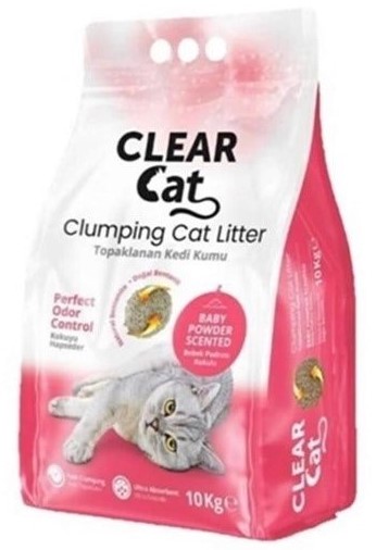 Clear Cat - Clear Cat Bebek Pudralı Bentonit Kedi Kumu 10 Kg