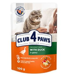 Club4paws Ördekli Yetişkin Kedi Pouch Mama 100 Gr X 24 Adet