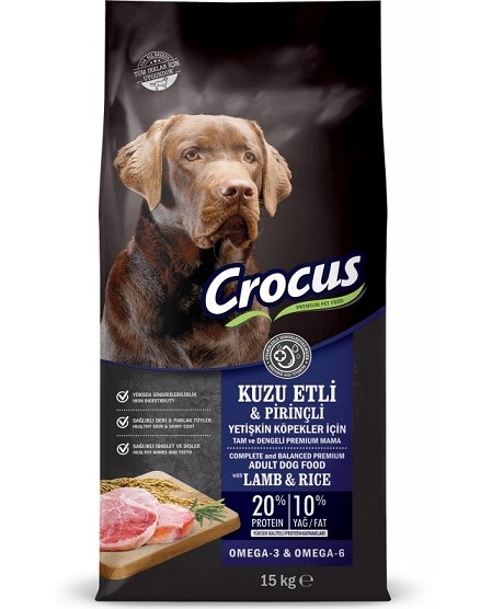 Crocus Kuzu Etli Pirinçli Yetişkin Köpek Maması 15 Kg