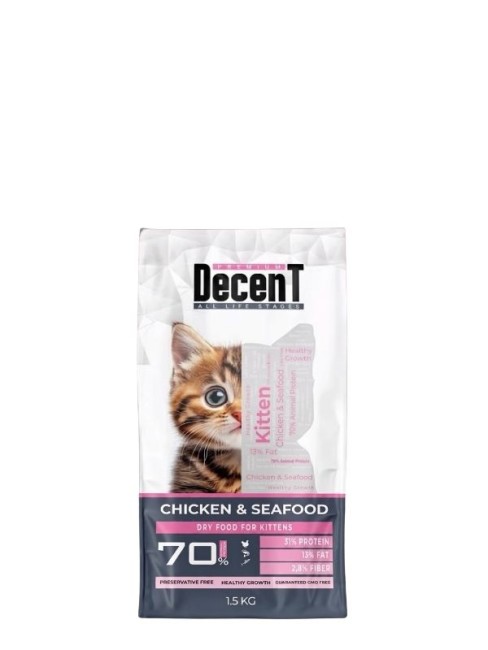 Decent - Decent Kitten Tavuklu ve Balıklı Yavru Kedi Maması 1.5 Kg