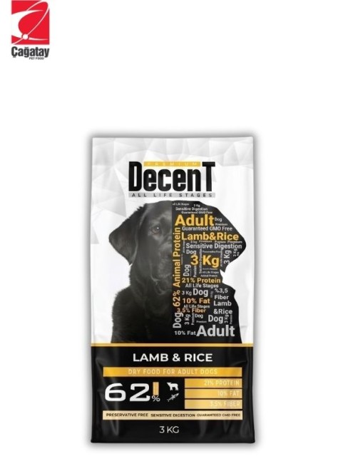 Decent - Decent Kuzu Etli Yetişkin Köpek Maması 3 Kg