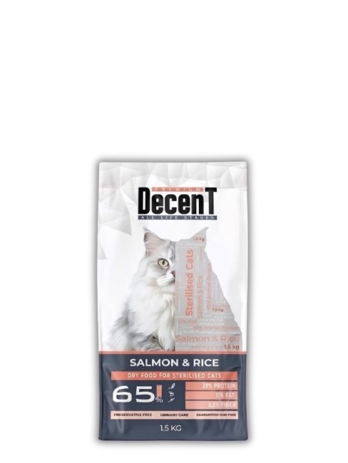 Decent - Decent Somonlu ve Pirinçli Kısırlaştırılmış Kedi Maması 1.5 Kg