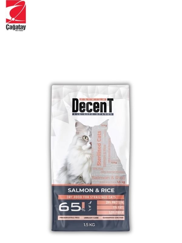 Decent Somonlu ve Pirinçli Kısırlaştırılmış Kedi Maması 1.5 Kg