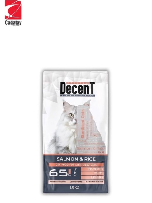 Decent - Decent Somonlu ve Pirinçli Kısırlaştırılmış Kedi Maması 1.5 Kg