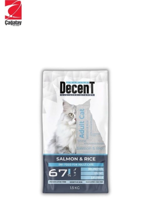 Decent - Decent Somonlu ve Pirinçli Yetişkin Kedi Maması 1.5 Kg