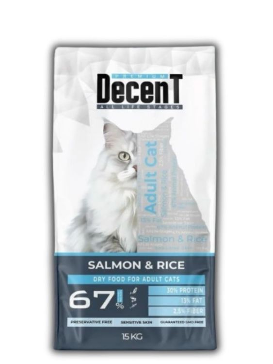 Decent Somonlu ve Pirinçli Yetişkin Kedi Maması 15 Kg