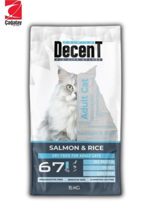 Decent - Decent Somonlu ve Pirinçli Yetişkin Kedi Maması 15 Kg