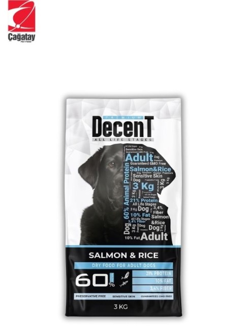 Decent - Decent Somonlu Yetişkin Köpek Maması 3 Kg