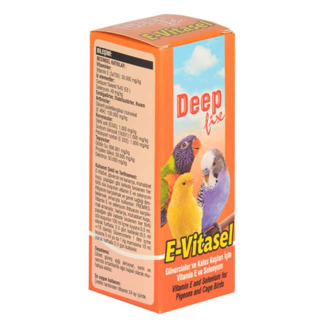 Deep - Deep E-Vitasel Kuşlar İçin E Vitamini 30 Ml x 12 Adet