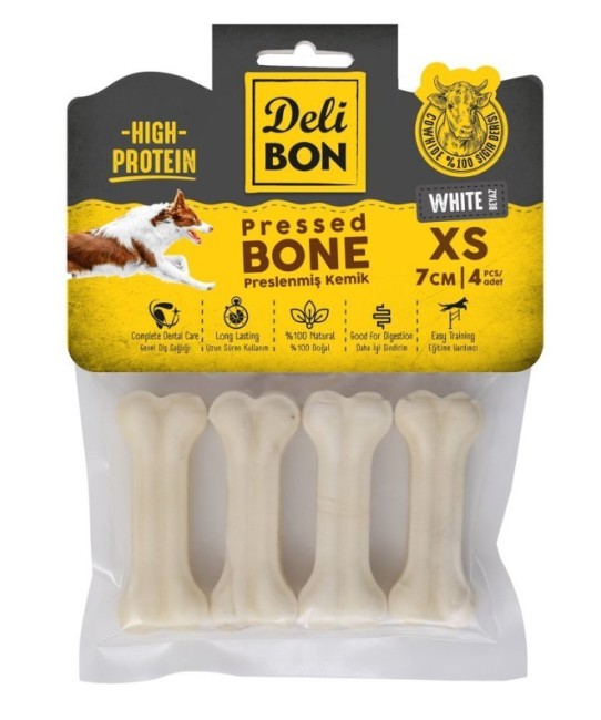 Delibon - Delibon Beyaz Pres Ödül Kemik 7 Cm 4 Lü