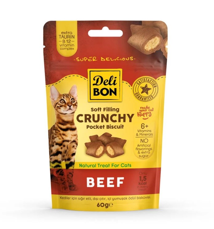 Delibon Chrunchy Sığır Etli Kedi Ödül Bisküvisi 60 Gr X 6 Adet